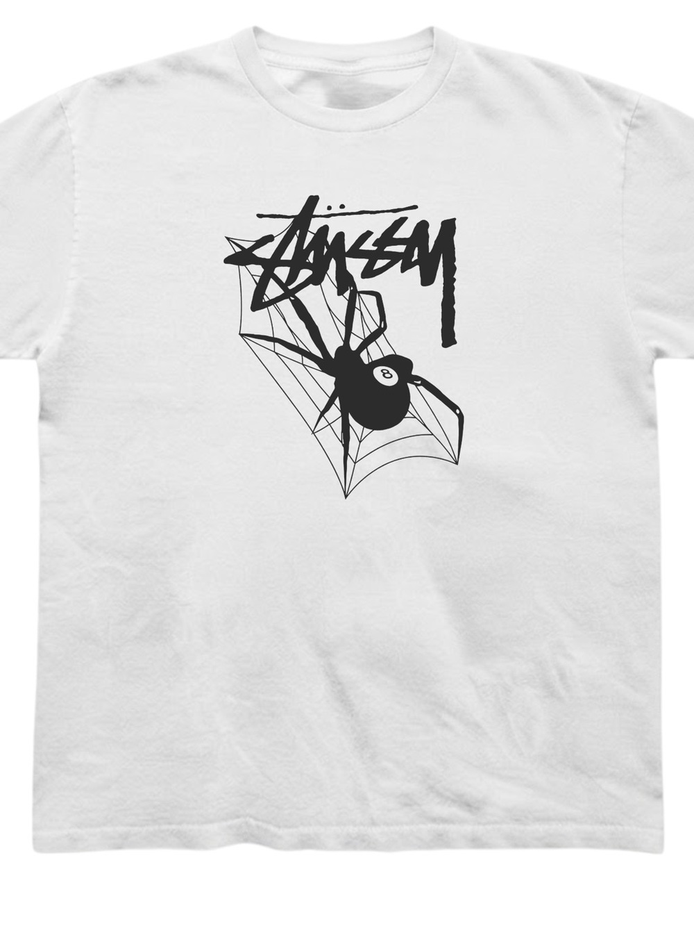 Spider Web 8-Ball Graphic Gildan T-shirt Modern White Cotton Tee